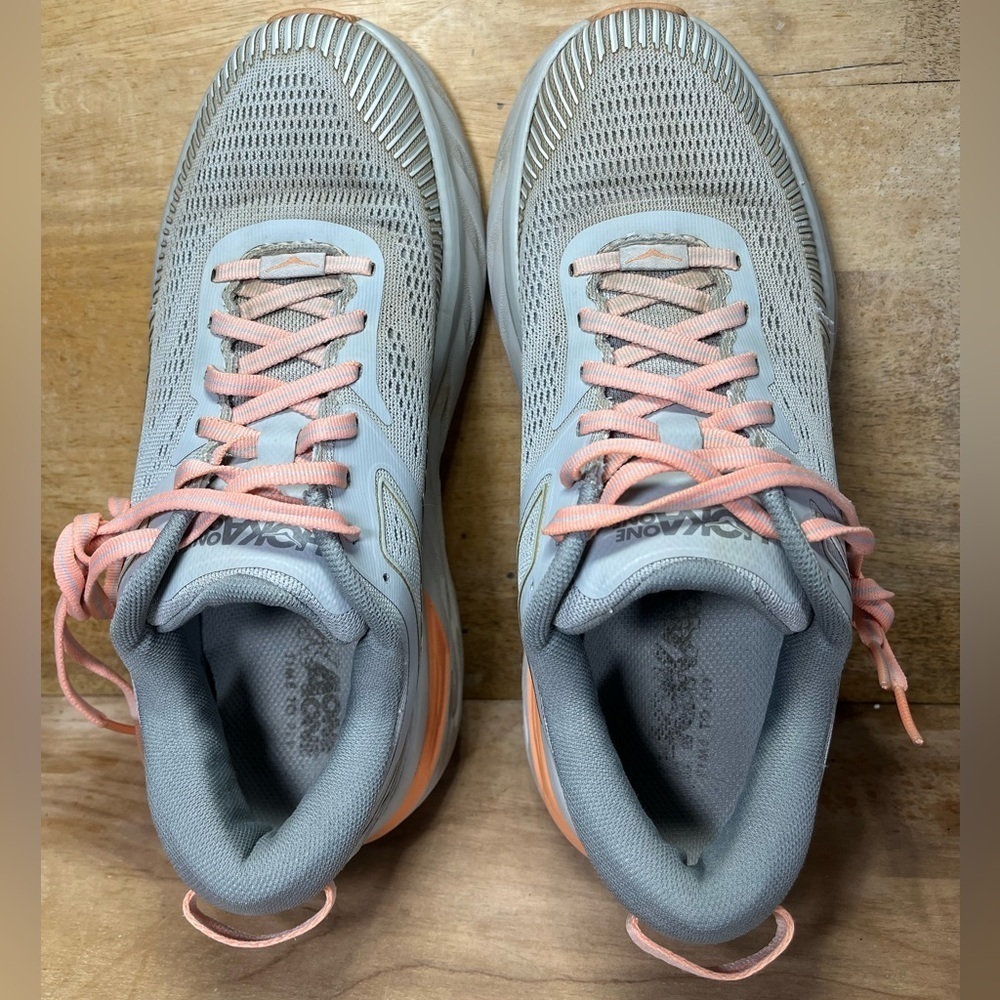 Hoka One One Bondi 7 CUSHIONED Womens Size 7.5 Running Shoes Sneakers Gray - Picture 9 of 14